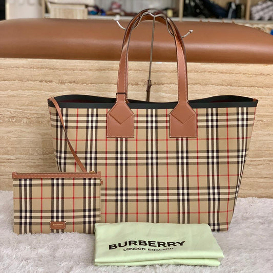 Burberry Large London Tote Briar Brown-Black