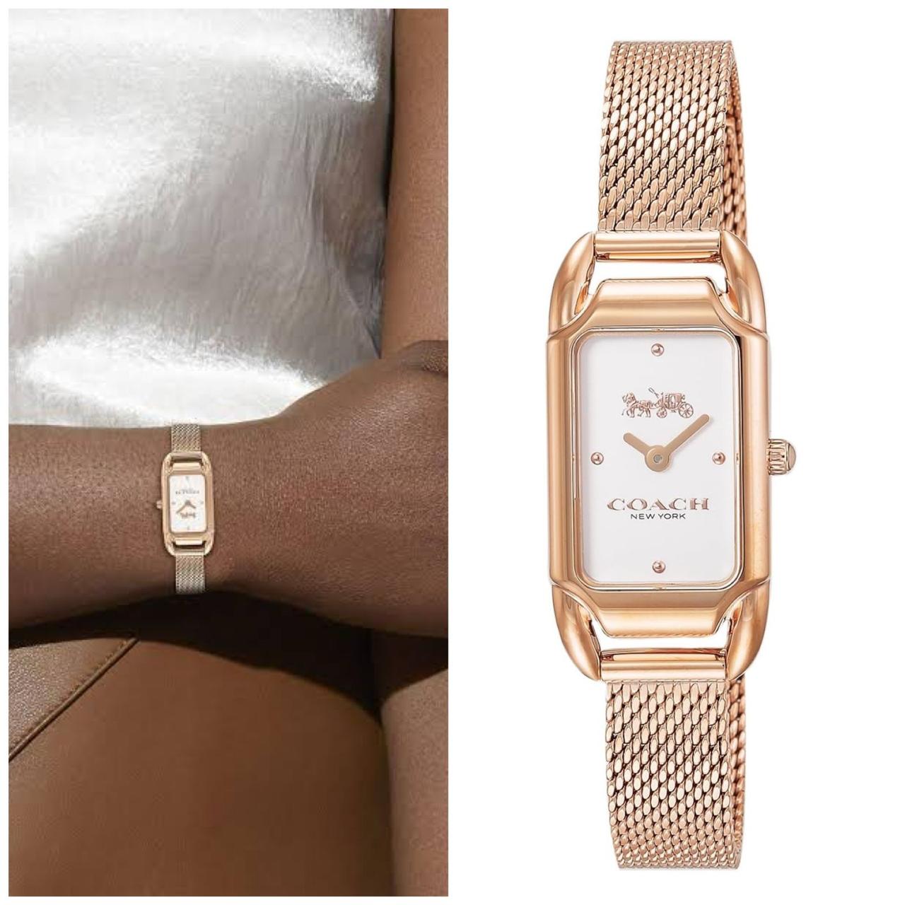 Coach 14504085 Madison Rectangular Watch – Rose Gold Mesh