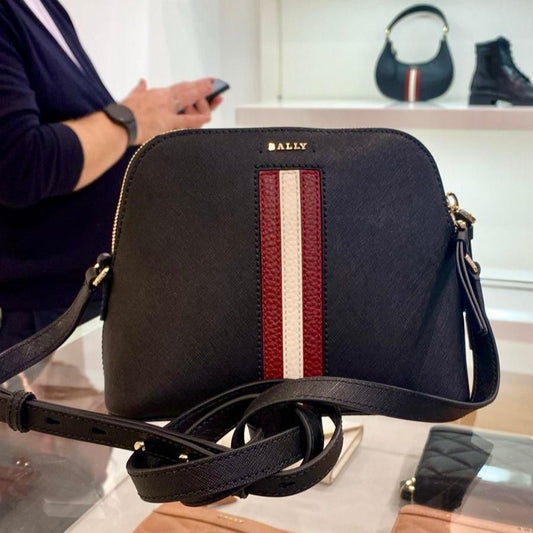 Bally Black Crossbody Bag with Signature Stripe